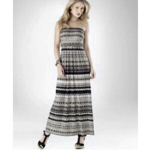 Soma Intimates Abstract Maxi Stretch Dress Small Black Tan Built In Bra Beach